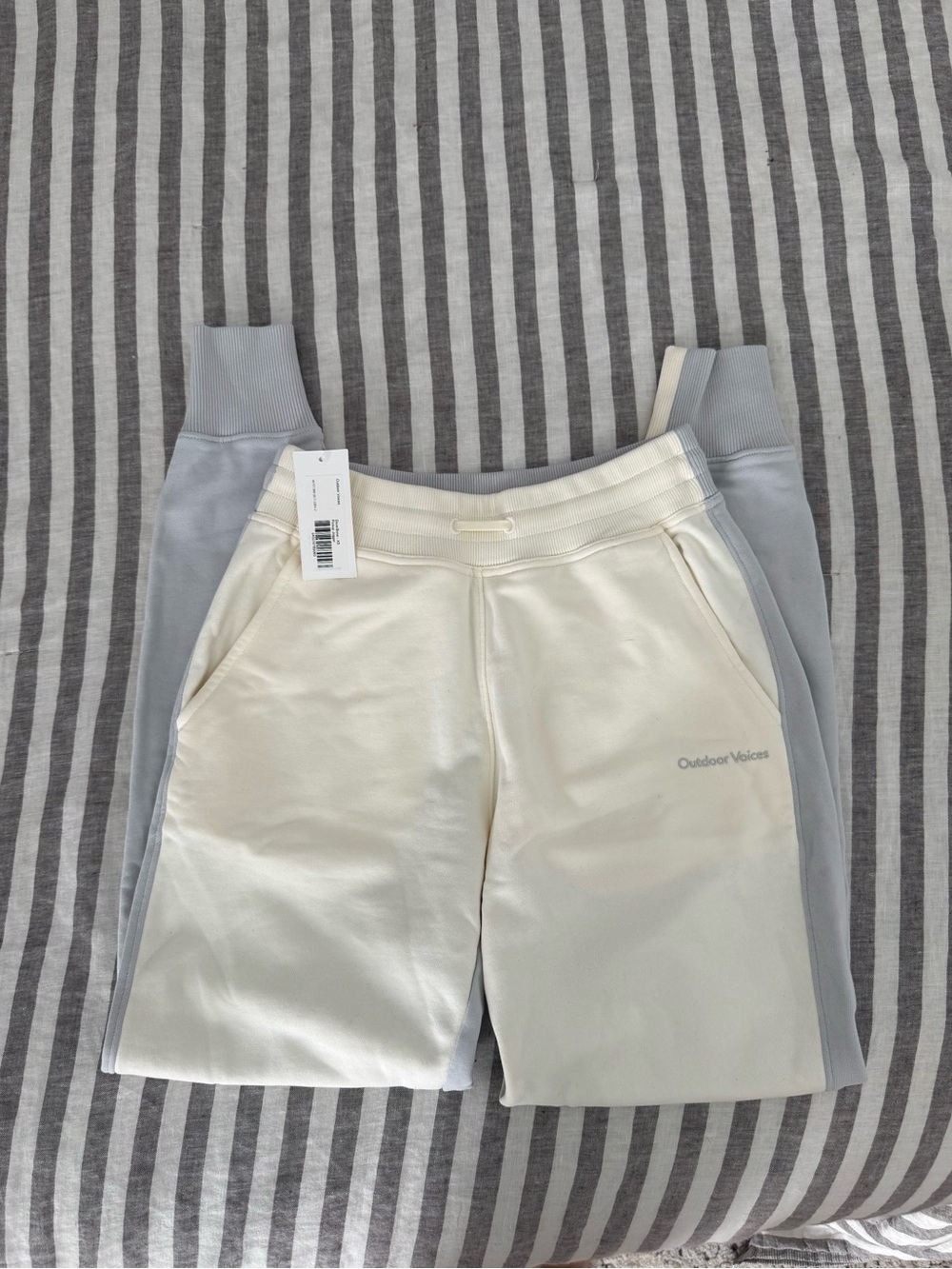 Outdoor Voices Cream and Light Gray Women’s Sweat Shorts